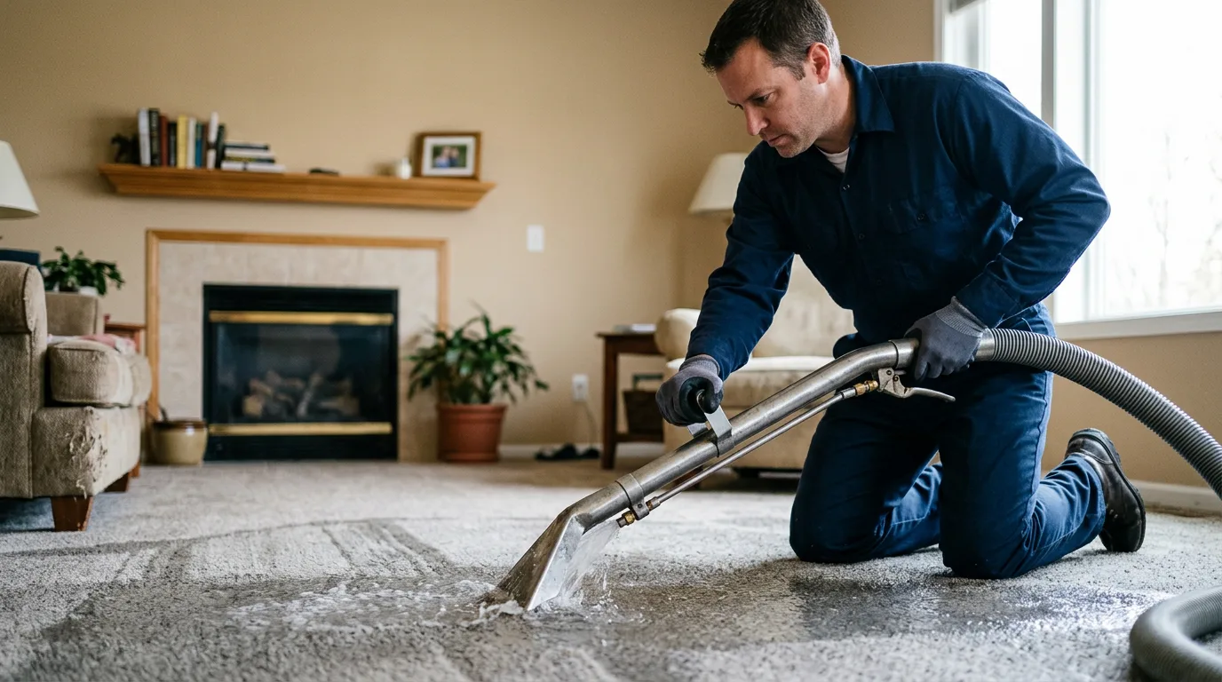 Water damage restoration technician working near Gladys, VA